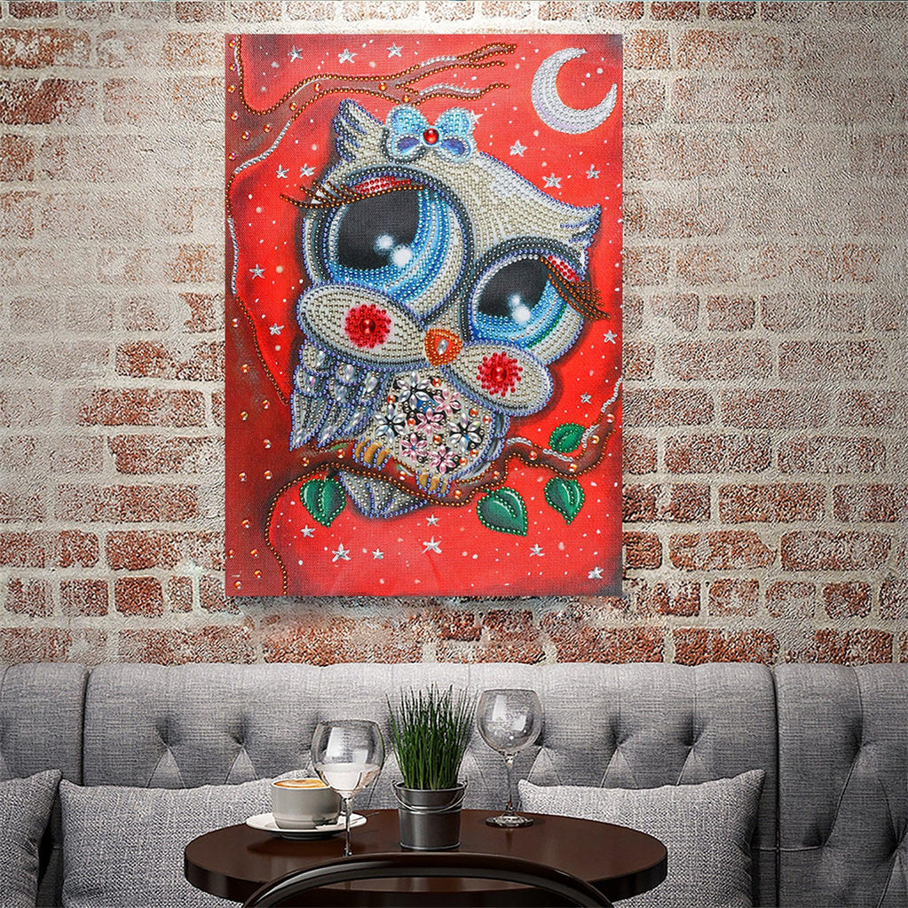 Crystal Rhinestone Diamond Painting Kit - Cartoon Owl - Hibah-Diamond painting art studio