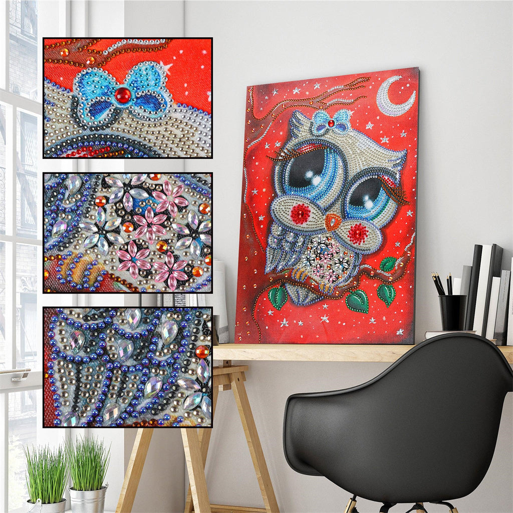 Crystal Rhinestone Diamond Painting Kit - Cartoon Owl - Hibah-Diamond painting art studio