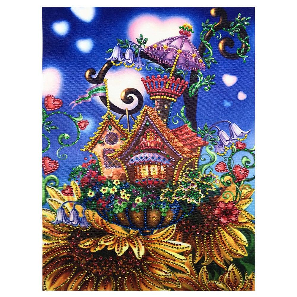 Crystal Rhinestone Diamond Painting Kit - Cartoon Plant House - Hibah-Diamond painting art studio