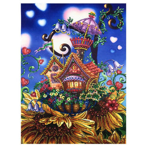Crystal Rhinestone Diamond Painting Kit - Cartoon Plant House - Hibah-Diamond painting art studio