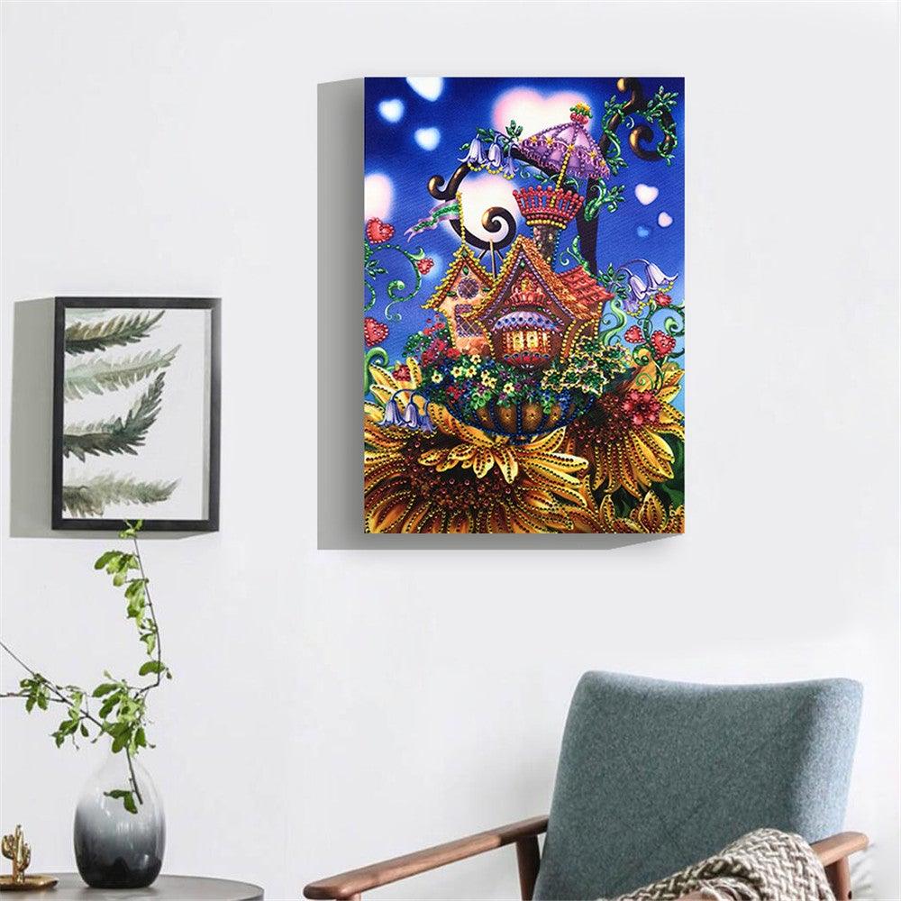 Crystal Rhinestone Diamond Painting Kit - Cartoon Plant House - Hibah-Diamond painting art studio