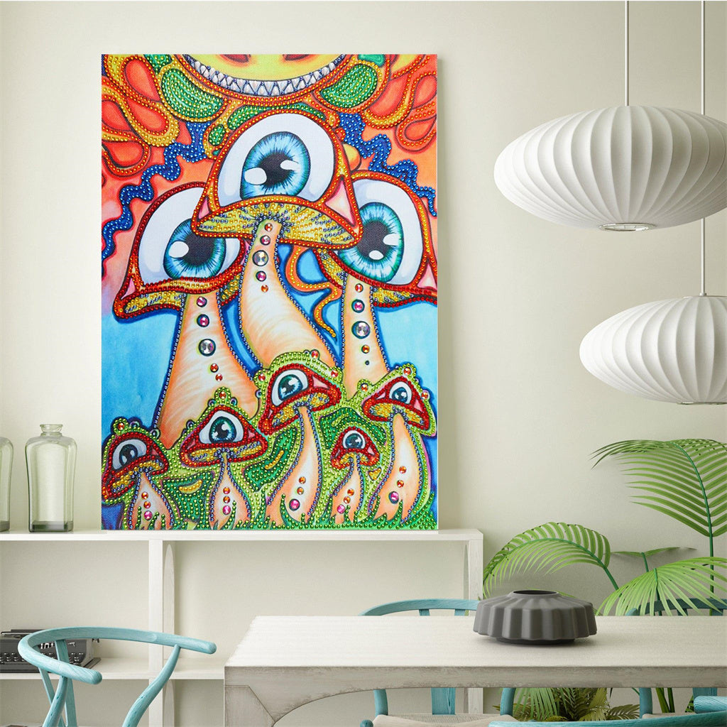 Crystal Rhinestone Diamond Painting Kit - Cartoon Weird Mushroom Eyes - Hibah-Diamond painting art studio