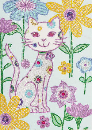 Crystal Rhinestone Diamond Painting Kit - Cat in the flowers - Hibah-Diamond painting art studio