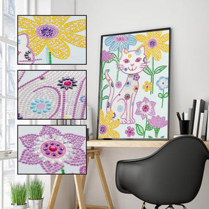 Crystal Rhinestone Diamond Painting Kit - Cat in the flowers - Hibah-Diamond painting art studio