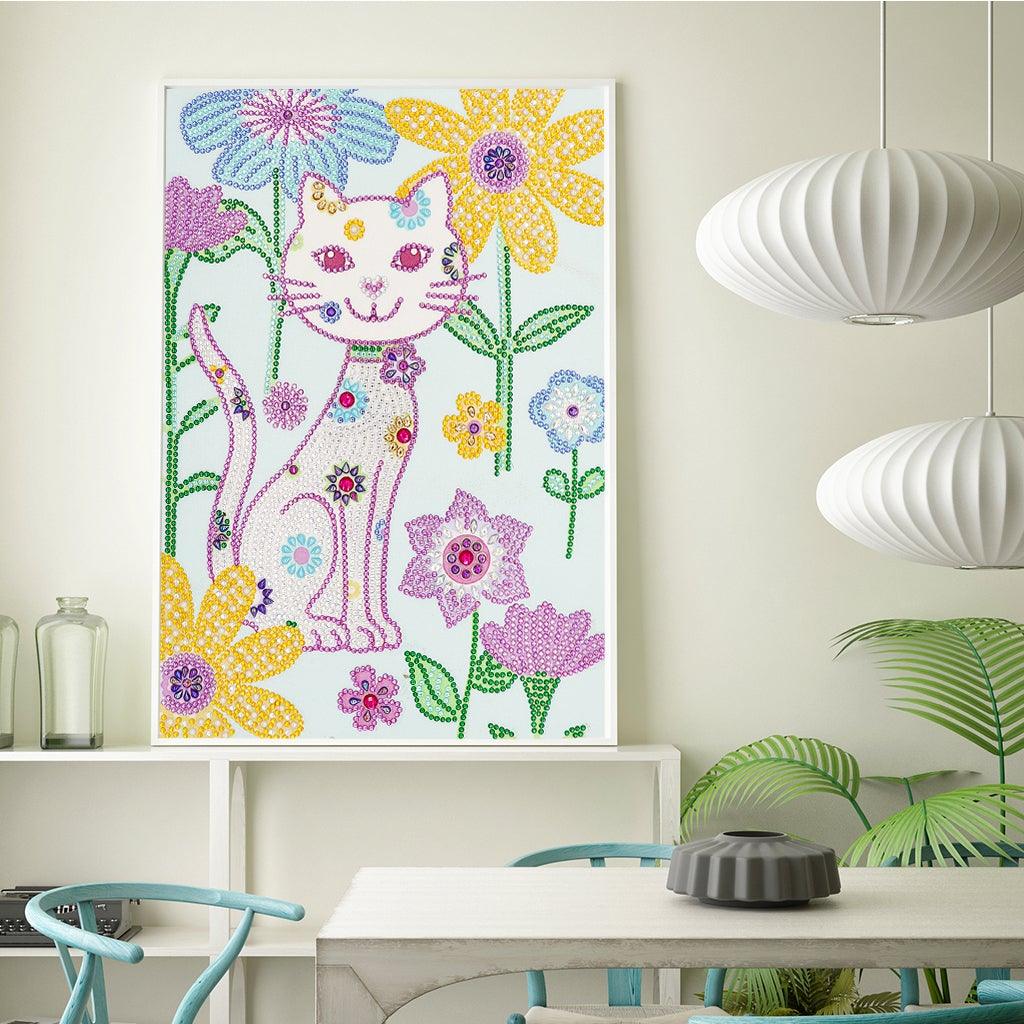 Crystal Rhinestone Diamond Painting Kit - Cat in the flowers - Hibah-Diamond painting art studio