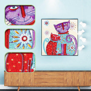 Crystal Rhinestone Diamond Painting Kit - Cat Mother and son - Hibah-Diamond painting art studio