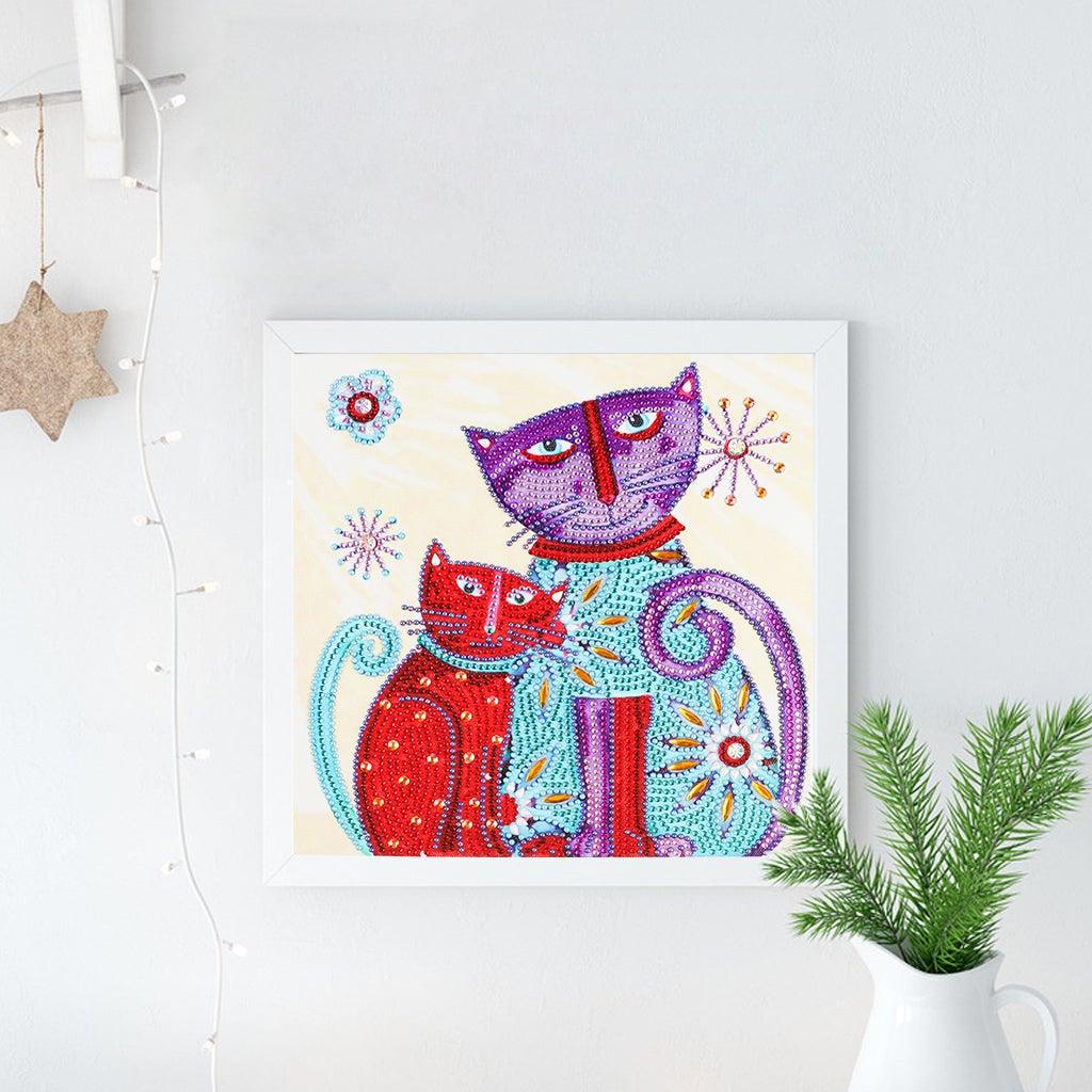 Crystal Rhinestone Diamond Painting Kit - Cat Mother and son - Hibah-Diamond painting art studio