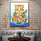 Crystal Rhinestone Diamond Painting Kit - Cat on glass bottle - Hibah-Diamond painting art studio