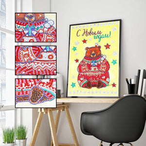Crystal Rhinestone Diamond Painting Kit - Christmas bear doll - Hibah-Diamond painting art studio