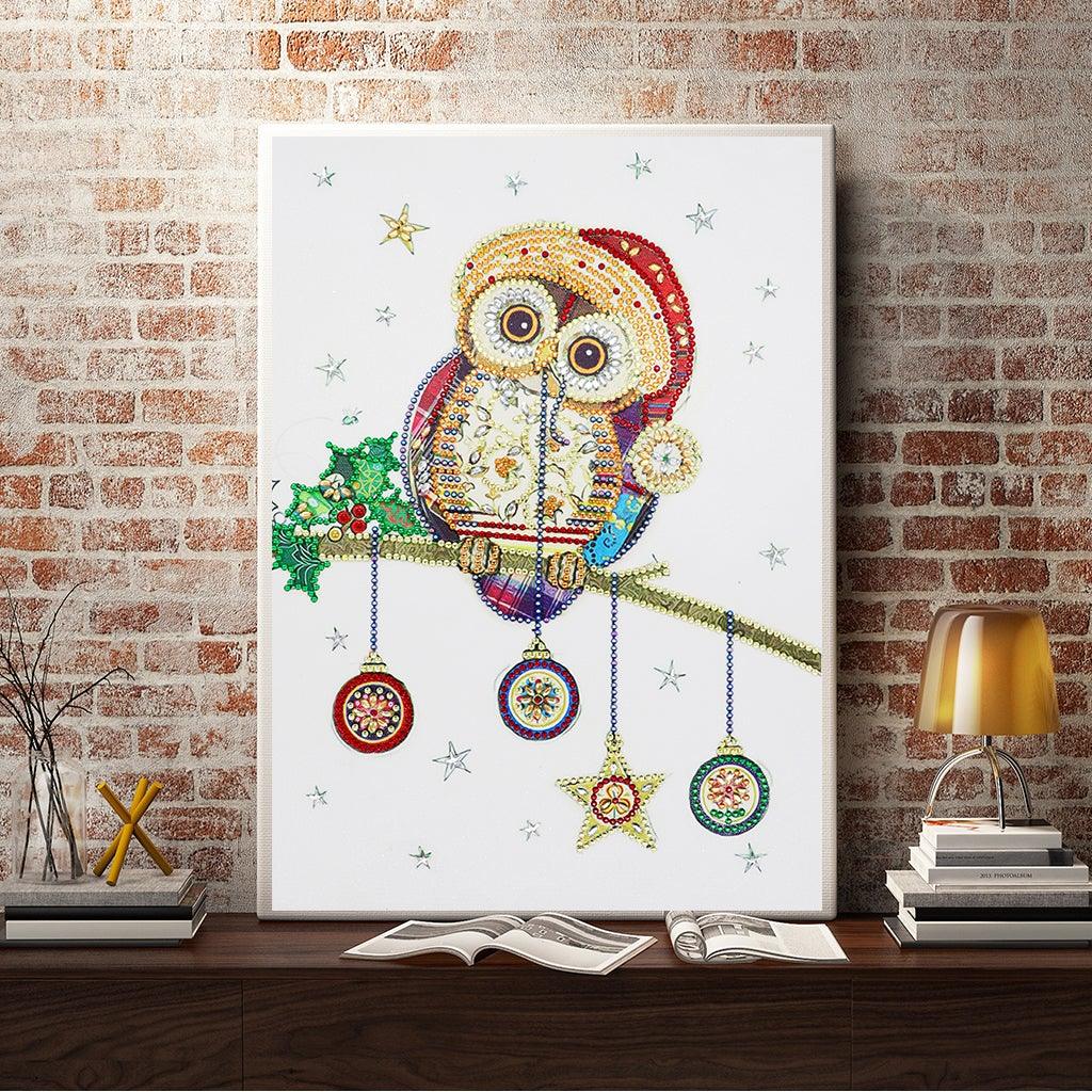Crystal Rhinestone Diamond Painting Kit - Christmas Owl - Hibah-Diamond painting art studio