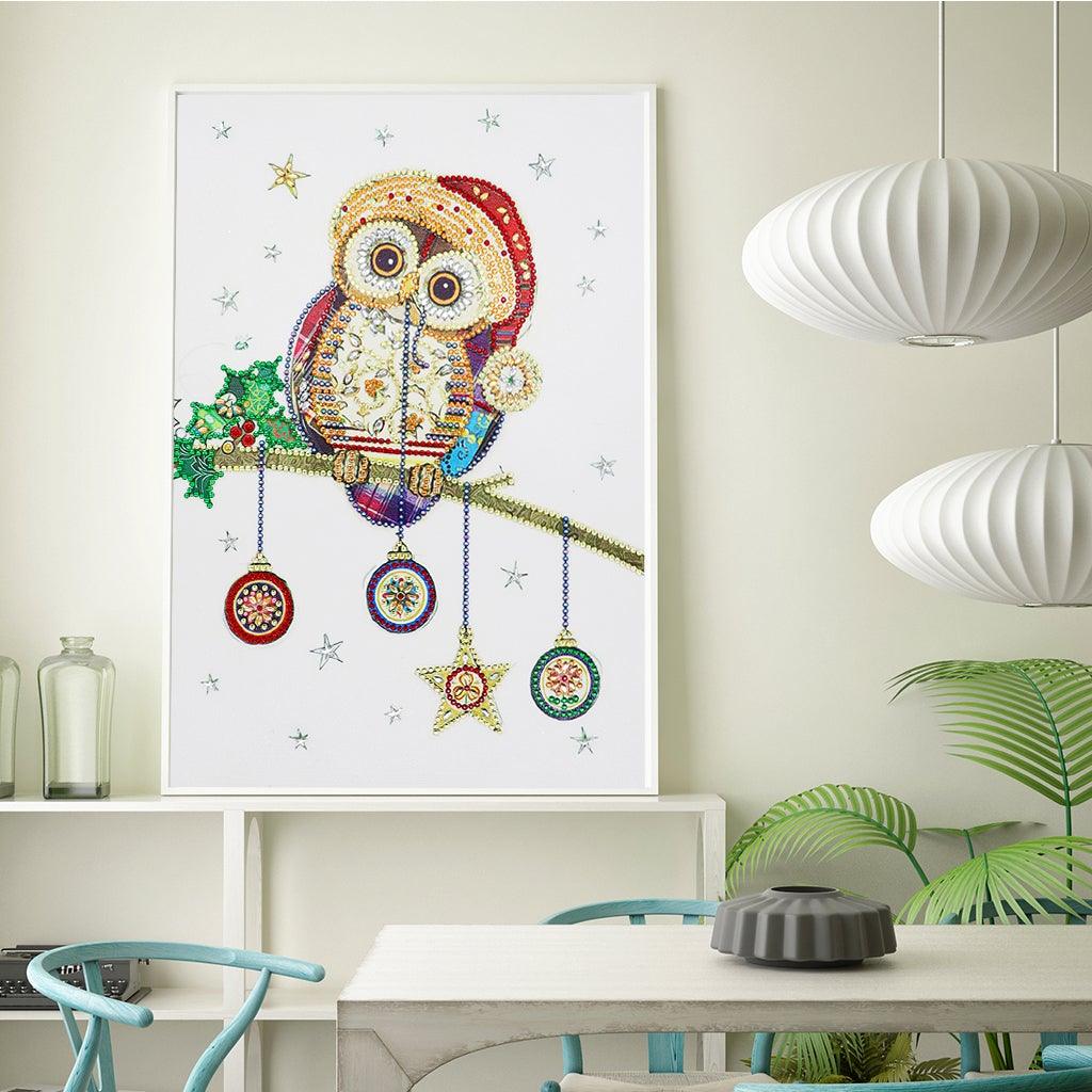 Crystal Rhinestone Diamond Painting Kit - Christmas Owl - Hibah-Diamond painting art studio