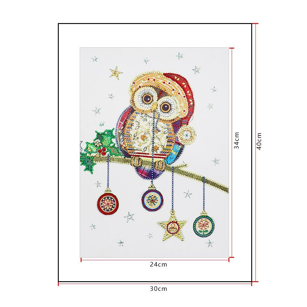 Crystal Rhinestone Diamond Painting Kit - Christmas Owl - Hibah-Diamond painting art studio
