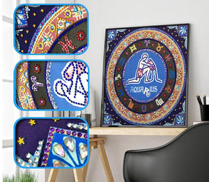 Crystal Rhinestone Diamond Painting Kit - Compass Aquarius - Hibah-Diamond painting art studio