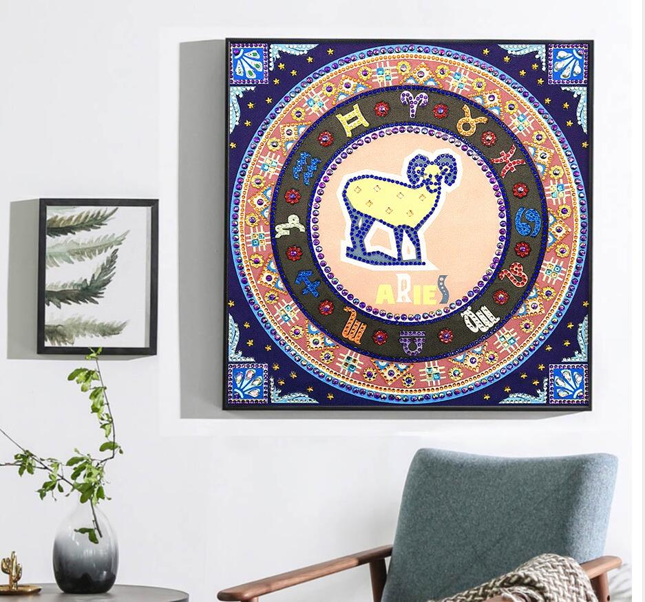 Crystal Rhinestone Diamond Painting Kit -Compass Aries - Hibah-Diamond?painting art studio
