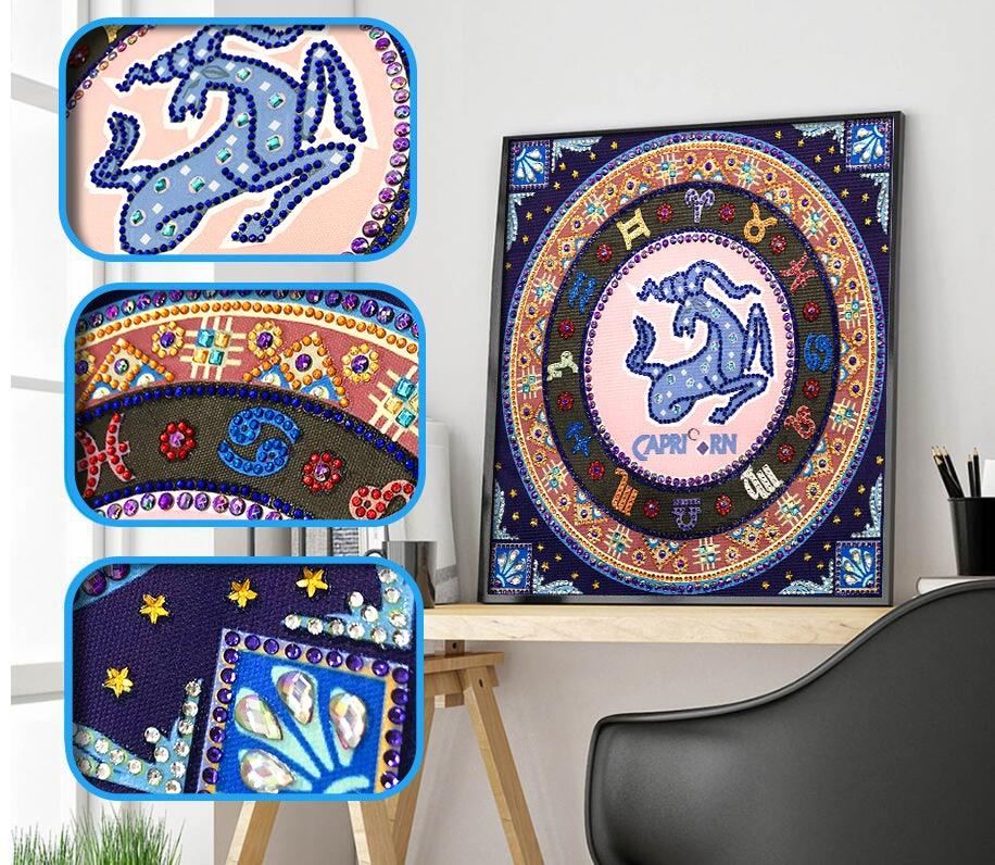 Crystal Rhinestone Diamond Painting Kit - Compass Capricorn - Hibah-Diamond painting art studio