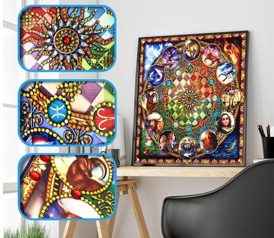Crystal Rhinestone Diamond Painting Kit - Compass constellation animal - Hibah-Diamond painting art studio