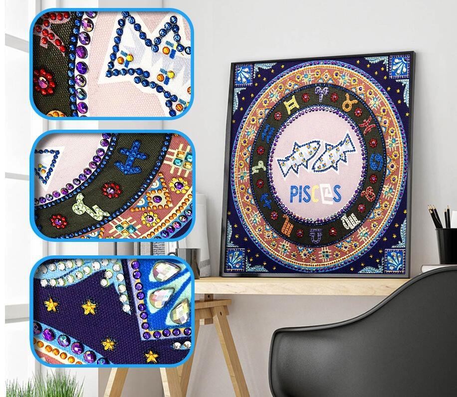 Crystal Rhinestone Diamond Painting Kit -Compass Pisces - Hibah-Diamond?painting art studio