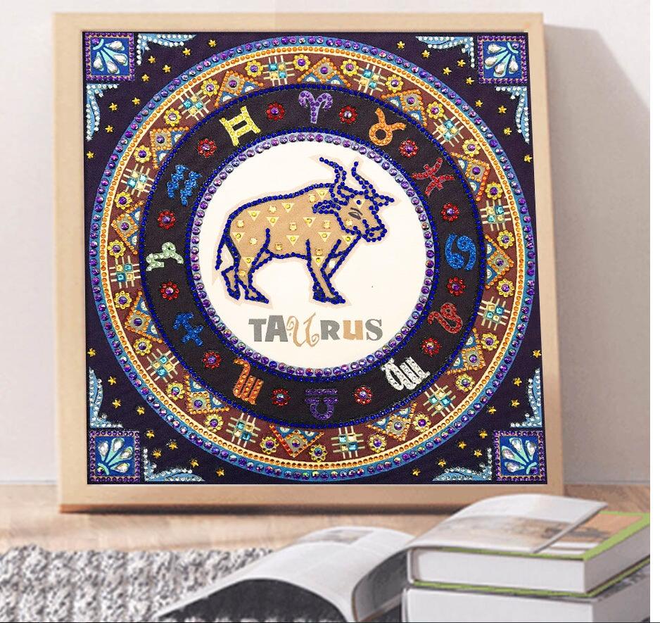 Crystal Rhinestone Diamond Painting Kit - Compass Taurus - Hibah-Diamond painting art studio