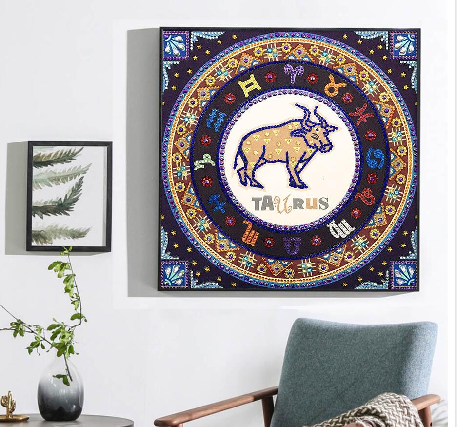 Crystal Rhinestone Diamond Painting Kit - Compass Taurus - Hibah-Diamond painting art studio
