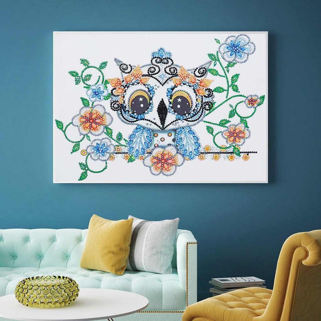 Crystal Rhinestone Diamond Painting Kit - Cute blue owl - Hibah-Diamond painting art studio
