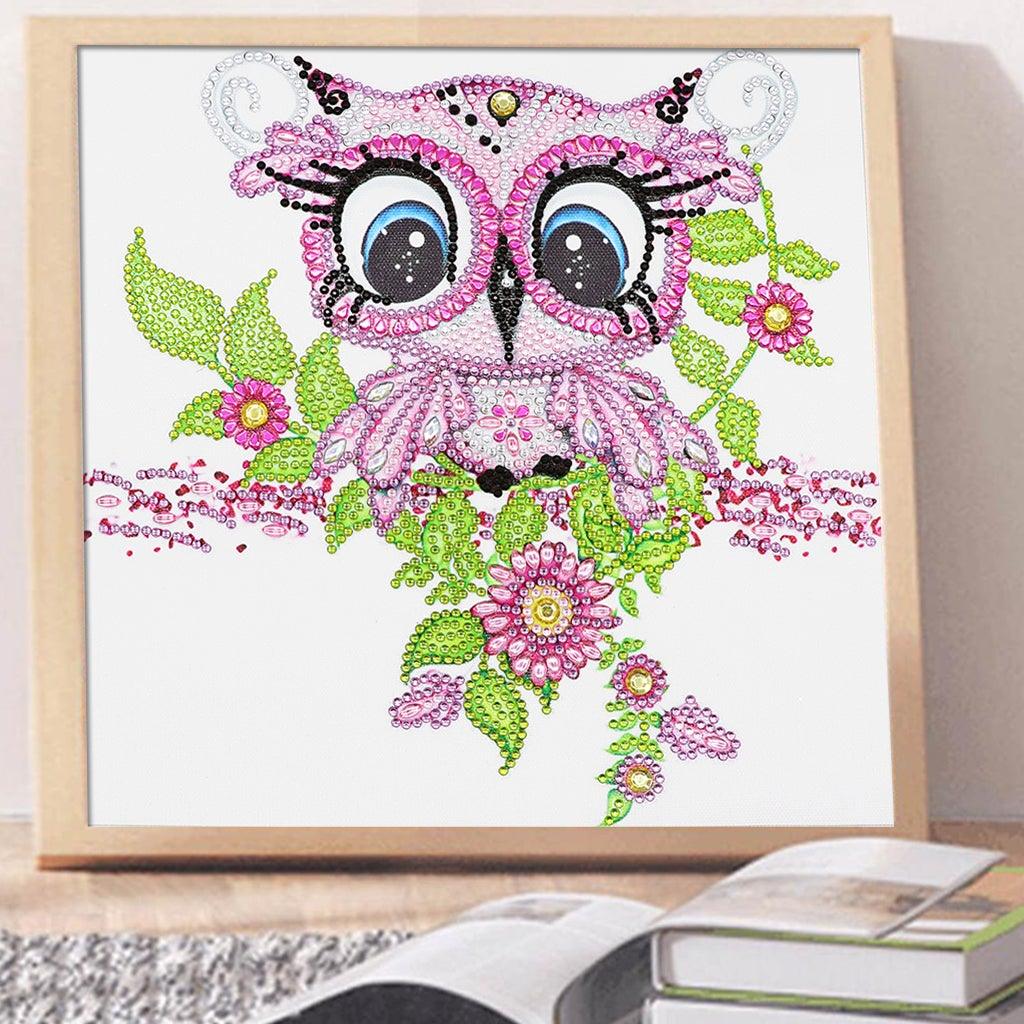 Crystal Rhinestone Diamond Painting Kit - Cute pink owl - Hibah-Diamond painting art studio