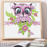 Crystal Rhinestone Diamond Painting Kit - Cute pink owl - Hibah-Diamond painting art studio