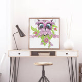Crystal Rhinestone Diamond Painting Kit - Cute pink owl - Hibah-Diamond painting art studio