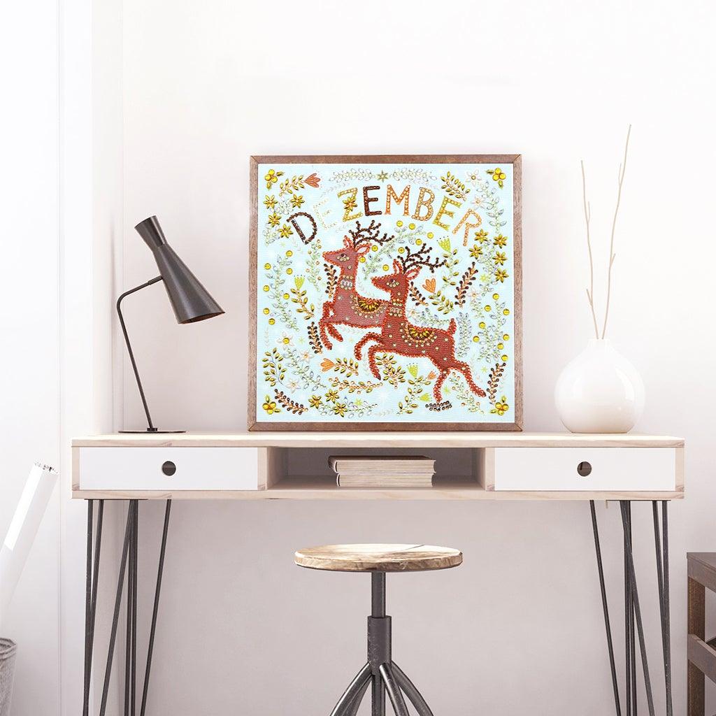 Crystal Rhinestone Diamond Painting Kit - December deer - Hibah-Diamond painting art studio