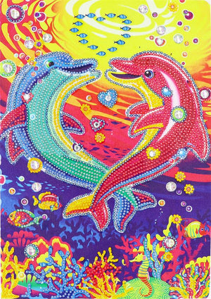 Crystal Rhinestone Diamond Painting Kit - Dolphin couple - Hibah-Diamond painting art studio