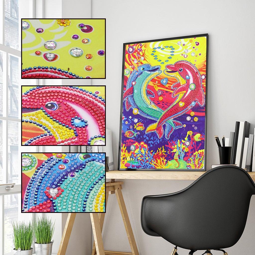 Crystal Rhinestone Diamond Painting Kit - Dolphin couple - Hibah-Diamond painting art studio