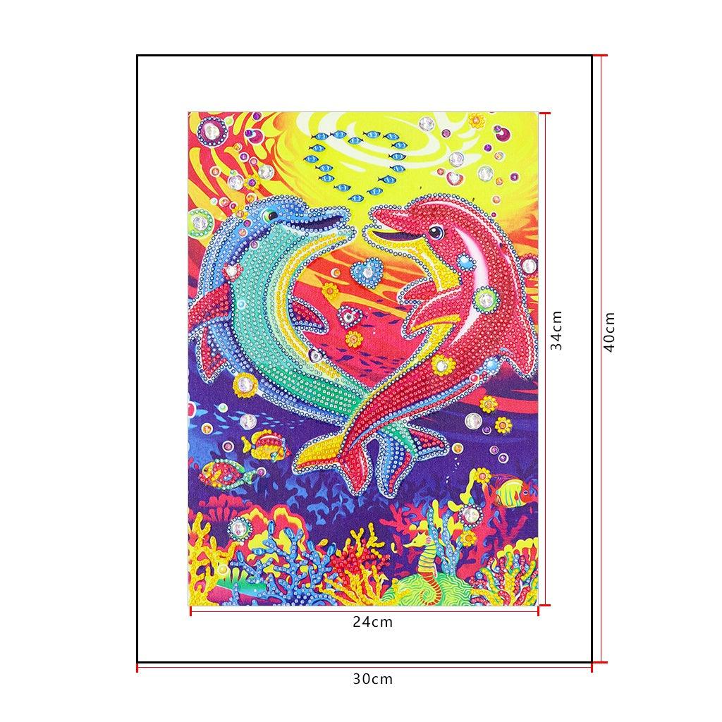 Crystal Rhinestone Diamond Painting Kit - Dolphin couple - Hibah-Diamond painting art studio