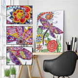 Crystal Rhinestone Diamond Painting Kit - Dragonfly Flower - Hibah-Diamond painting art studio