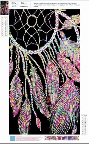 Crystal Rhinestone Diamond Painting Kit - Dreamcatcher Feather - Hibah-Diamond painting art studio
