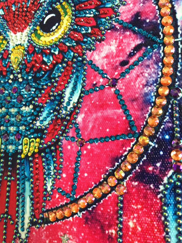 Crystal Rhinestone Diamond Painting Kit - Dreamcatcher Owl - Hibah-Diamond painting art studio
