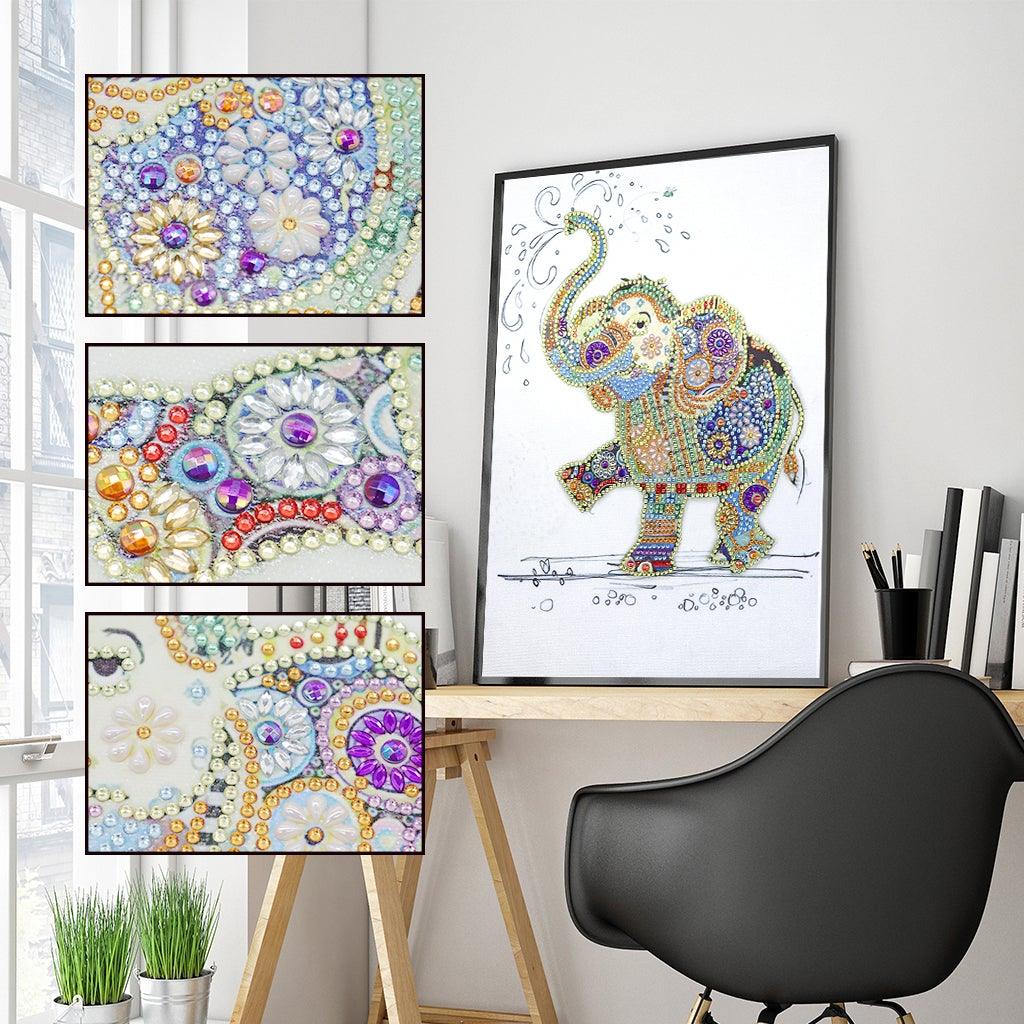 Crystal Rhinestone Diamond Painting Kit - Elephant playing in the water - Hibah-Diamond painting art studio