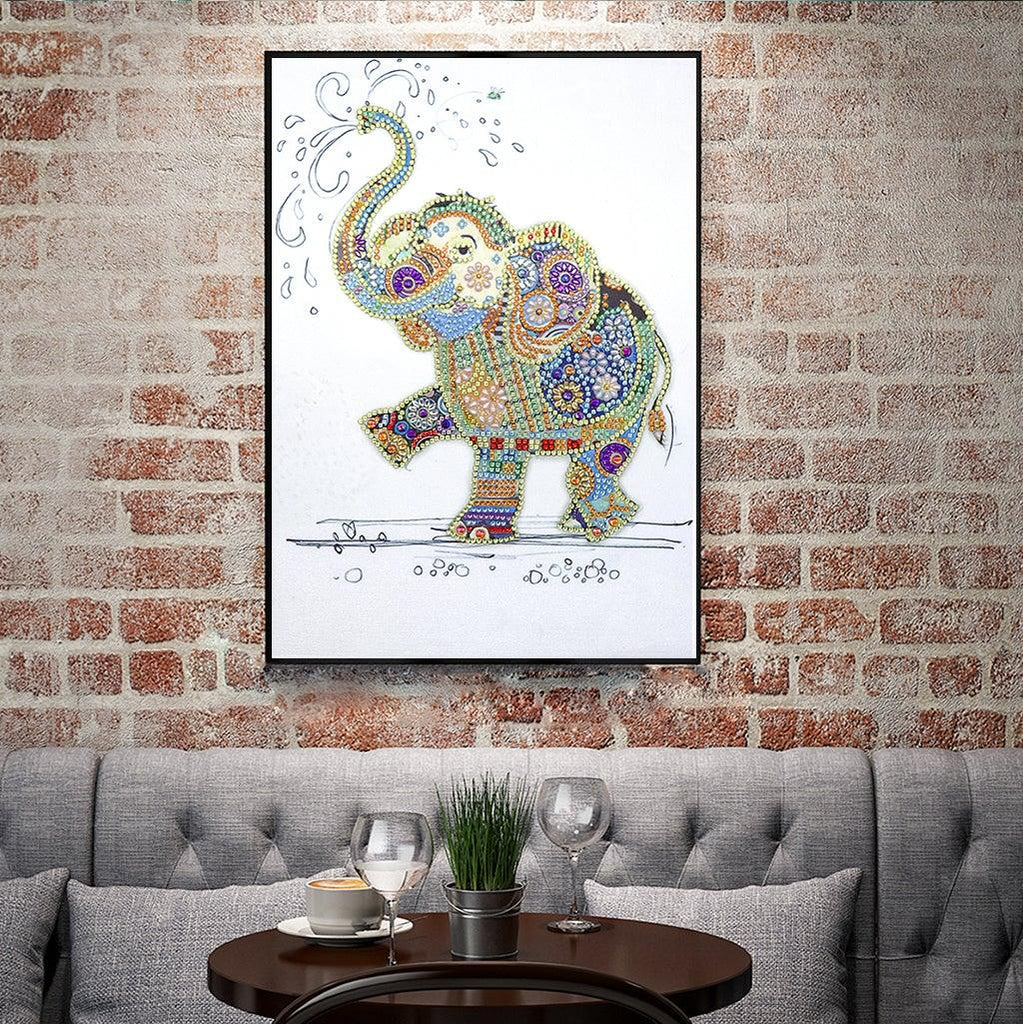 Crystal Rhinestone Diamond Painting Kit - Elephant playing in the water - Hibah-Diamond painting art studio