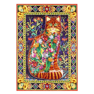 Crystal Rhinestone Diamond Painting Kit - Flower Cat (16x20inch) - Hibah-Diamond painting art studio
