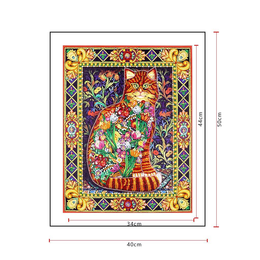 Crystal Rhinestone Diamond Painting Kit - Flower Cat (16x20inch) - Hibah-Diamond painting art studio