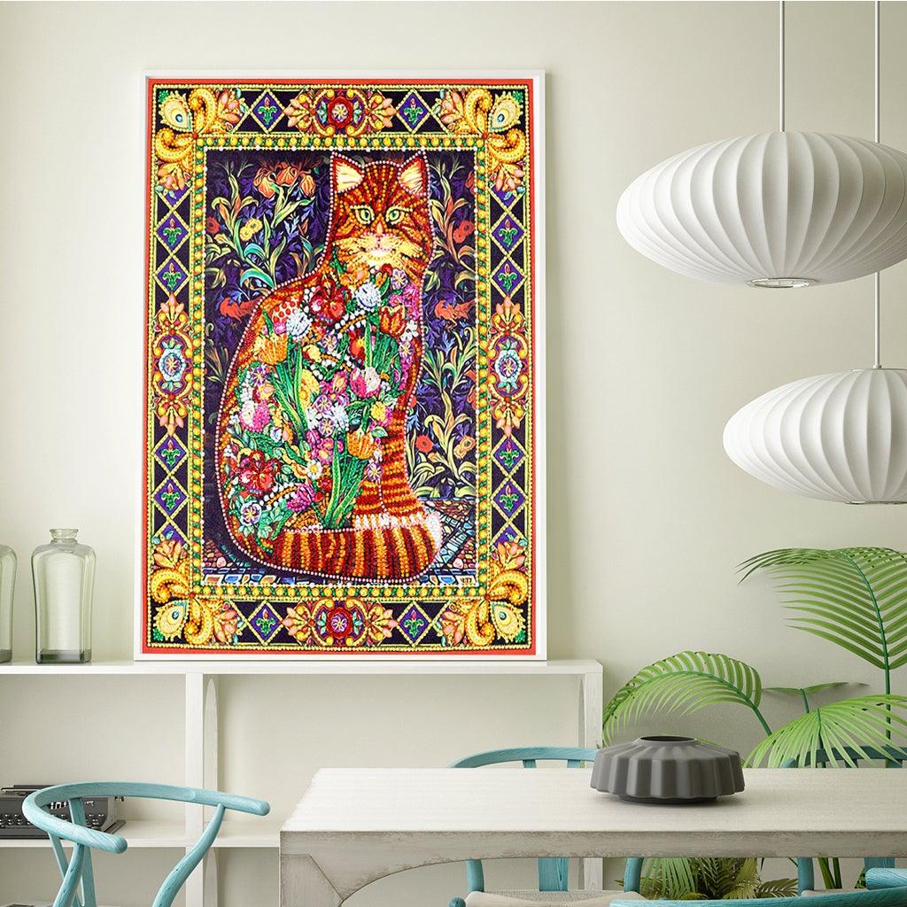 Crystal Rhinestone Diamond Painting Kit - Flower Cat (16x20inch) - Hibah-Diamond painting art studio