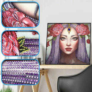 Crystal Rhinestone Diamond Painting Kit - Flower Headwear Girl - Hibah-Diamond painting art studio