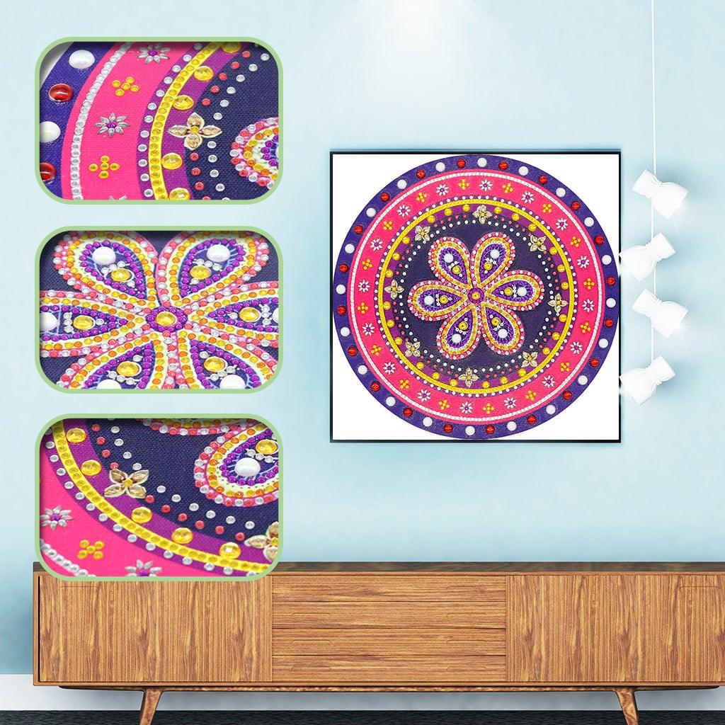 Crystal Rhinestone Diamond Painting Kit - Flower Mandala - Hibah-Diamond painting art studio