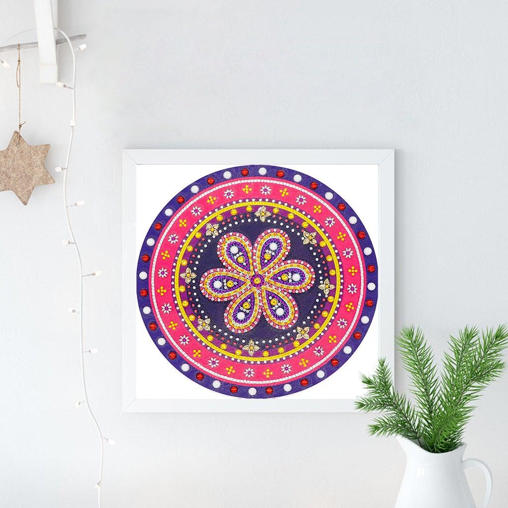 Crystal Rhinestone Diamond Painting Kit - Flower Mandala - Hibah-Diamond painting art studio