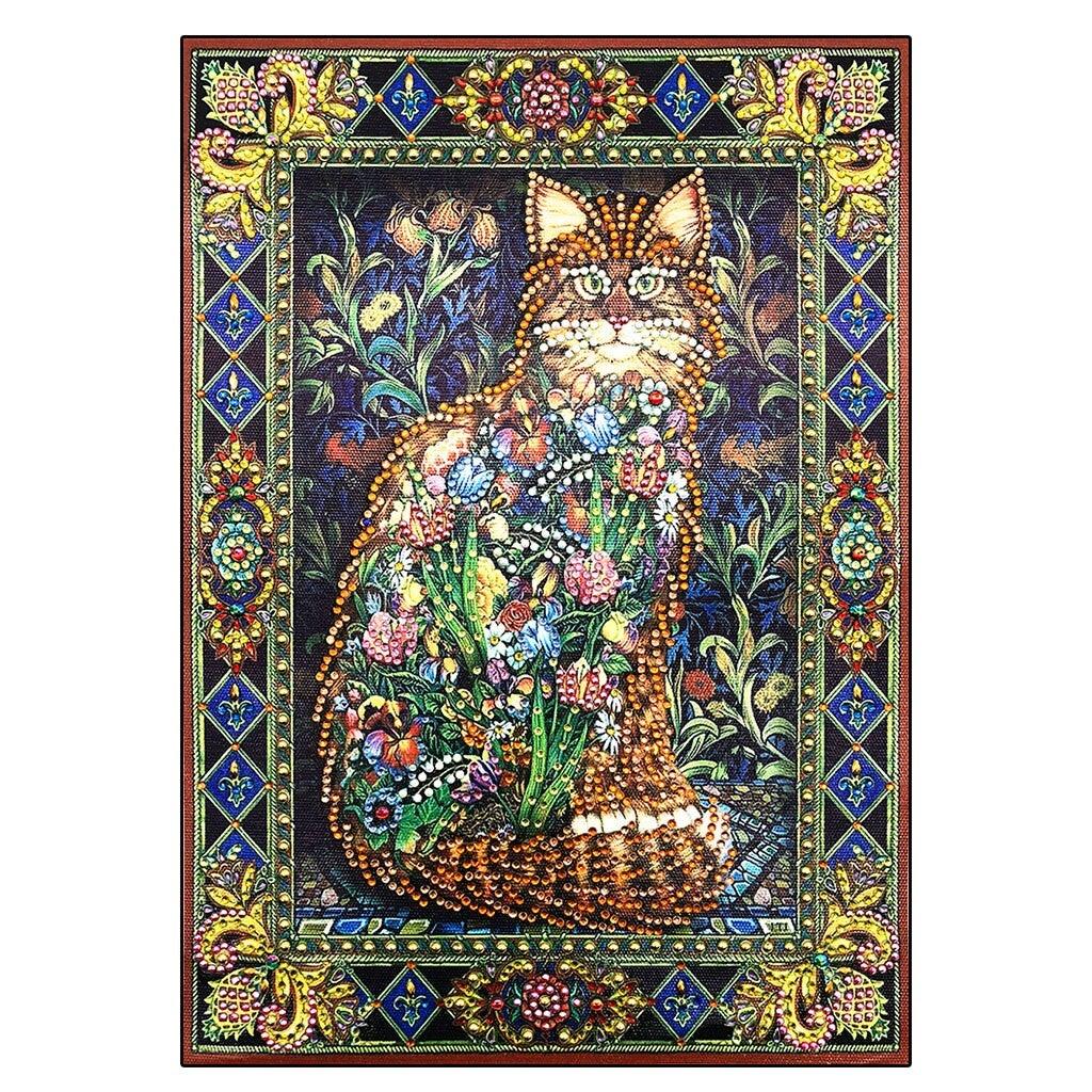 Crystal Rhinestone Diamond Painting Kit - Flowers and Cats - Hibah-Diamond painting art studio