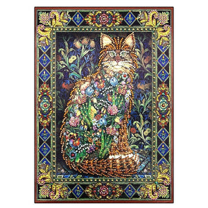 Crystal Rhinestone Diamond Painting Kit - Flowers and Cats - Hibah-Diamond painting art studio