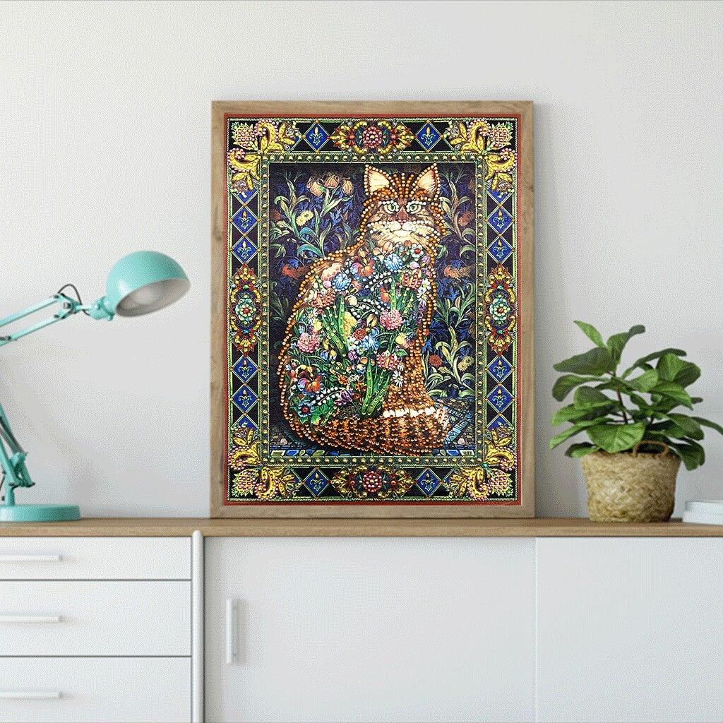 Crystal Rhinestone Diamond Painting Kit - Flowers and Cats - Hibah-Diamond painting art studio