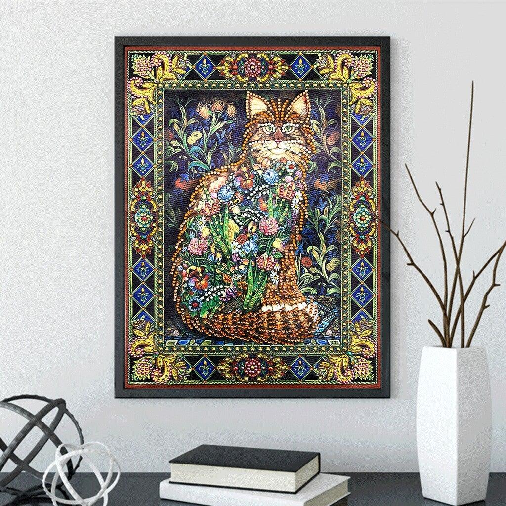 Crystal Rhinestone Diamond Painting Kit - Flowers and Cats - Hibah-Diamond painting art studio