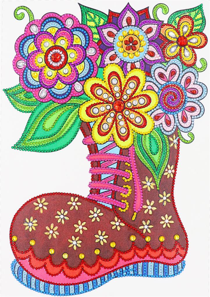 Crystal Rhinestone Diamond Painting Kit - Flowers on boots - Hibah-Diamond painting art studio