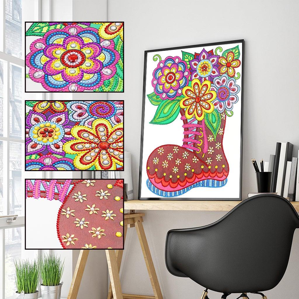 Crystal Rhinestone Diamond Painting Kit - Flowers on boots - Hibah-Diamond painting art studio