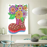 Crystal Rhinestone Diamond Painting Kit - Flowers on boots - Hibah-Diamond painting art studio