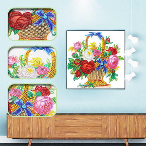 Crystal Rhinestone Diamond Painting Kit - Flowers on flower basket - Hibah-Diamond painting art studio